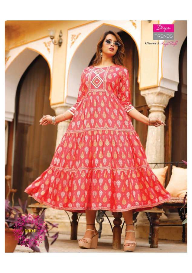 Groom 1 Ethnic Wear Rayon Printed Designer Latest Fancy Anarkali Kurti Collection